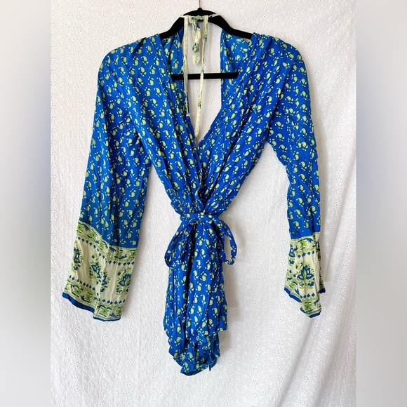 Faithfull The Brand Revolve Blue Romper - Vision Paisley Romper with Tassels - Picture 4 of 7